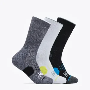 HOKA Crew Run Sock 3-Pack White/Black/Grey