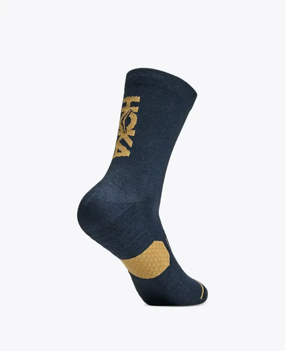 HOKA Graphic Crew Run Sock Varsity Navy Gold