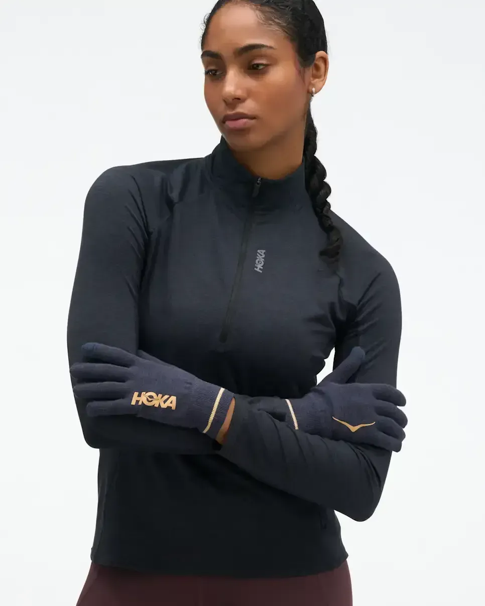 HOKA Knit Gloves Varsity Navy Gold